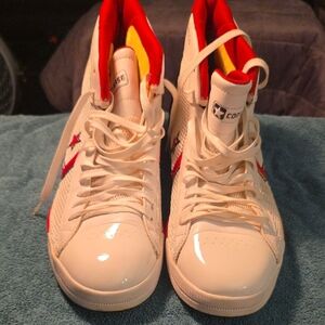 Converse Red and White Mesh High-Tops